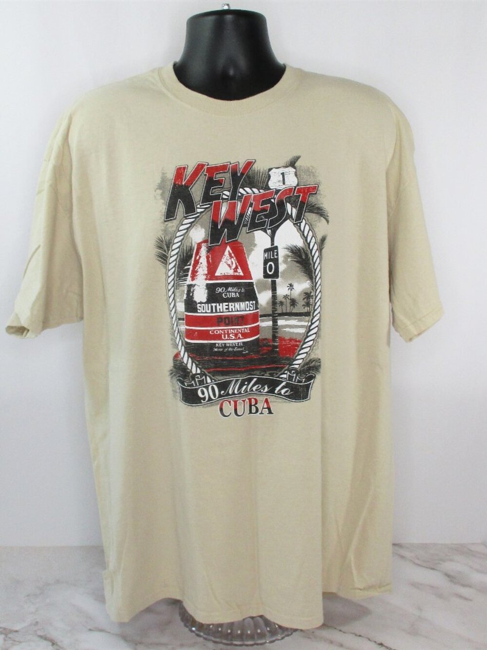 Distressed Key West Florida T-Shirt 90 Miles to Cuba NWOT